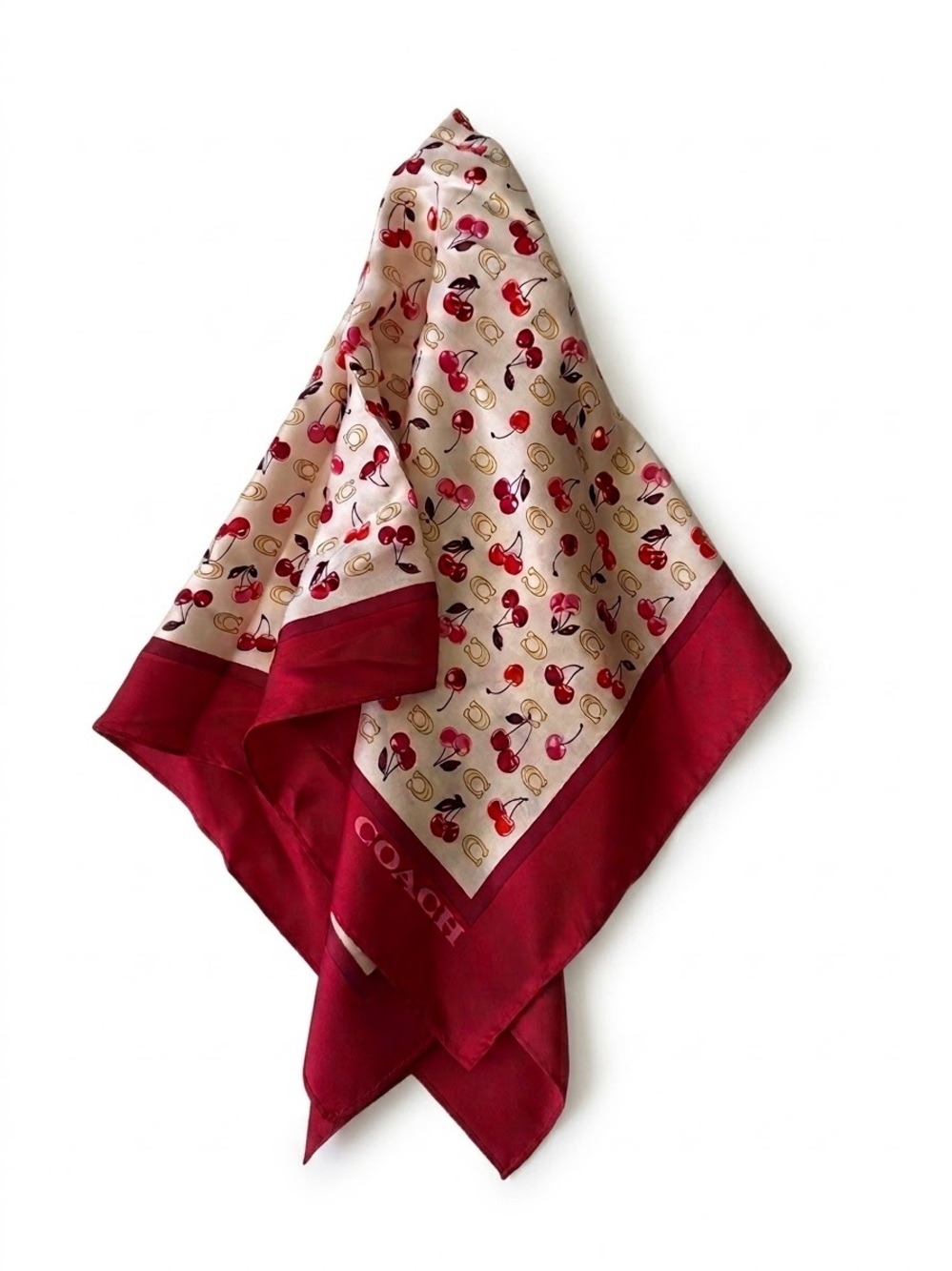 NWT Coach Cherry Print Silk Scarf/Bandana
